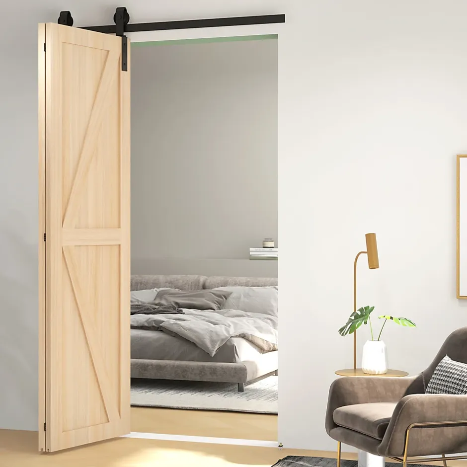 Homcom Kit de porte coulissante compatibilité porte épaisseur 40-55 mm longueur rail 1,22 m charge max. 90 Kg acier au carbone noir