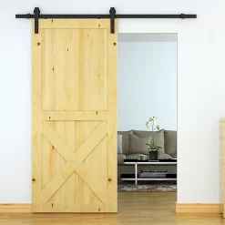 Kit de porte coulissante compatibilité porte d'une épaisseur de 35-45 mm et largeur max. 1 m charge max. 100 Kg acier brun foncé-Homcom Discount