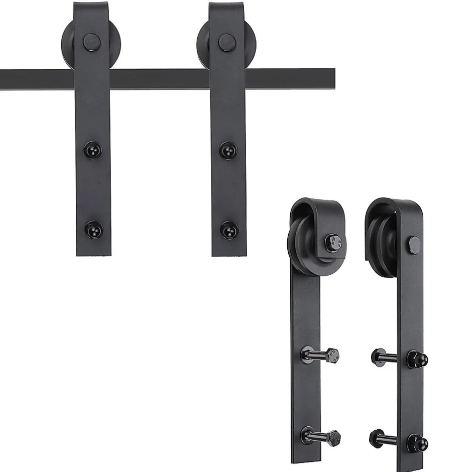 Kit de porte coulissante compatibilité porte d'une épaisseur de 35-45 mm et largeur max. 1 m charge max. 100 Kg acier brun foncé-Homcom Discount