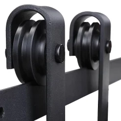 Kit de porte coulissante compatibilité porte d'une épaisseur de 35-45 mm et largeur max. 1 m charge max. 100 Kg acier brun foncé-Homcom Discount