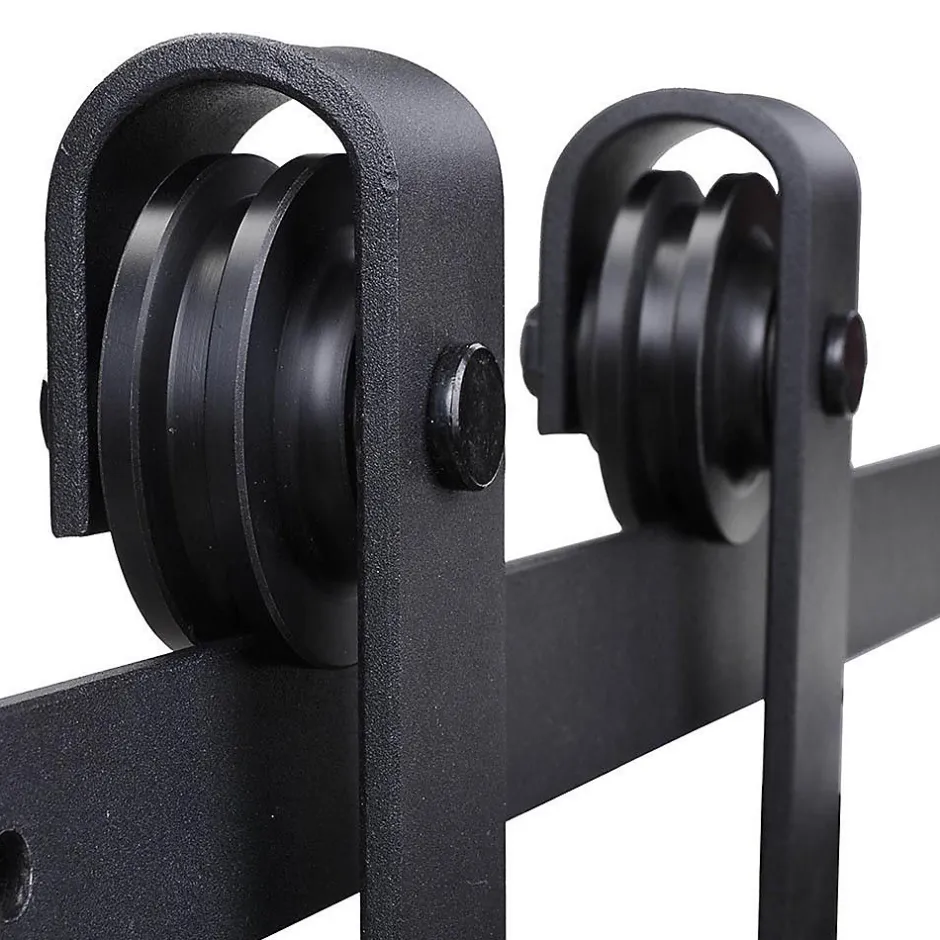 Kit de porte coulissante compatibilité porte d'une épaisseur de 35-45 mm et largeur max. 1 m charge max. 100 Kg acier brun foncé-Homcom Discount