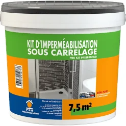 Kit dImperméabilisation Sous Carrelage - Primaire 1kg, Résine 6kg, Bande dArmature SEBS 10m - Kit Complet Étanchéité Sols et Murs-Prb Outlet