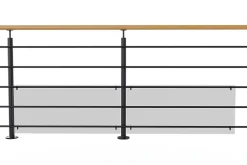 Kit garde corps à plat Oxalis noir 2m effet chêne-Alumin'home Hot