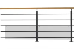 Kit garde corps à plat Oxalis noir 2m effet chêne-Alumin'home Hot