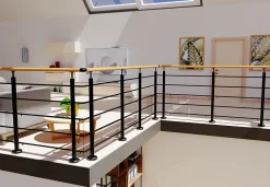 Kit garde corps à plat Oxalis noir 2m effet chêne-Alumin'home Hot