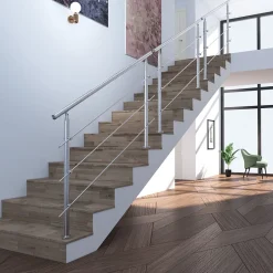 Saniland Kit garde corps en acier inoxydable a 3 traverses Longueur 150 cm Balustrade a fixation a plat pour terrasse ou escalier