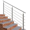 AICA Sanitaire Kit Garde-corps 5 barres 2m en alu argent - Pose verticale, pour escalier et terrasse, usage intérieur et extérieur