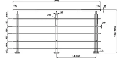AICA Sanitaire Kit Garde-corps 5 barres 2m en alu noir - Pose verticale, pour escalier et terrasse, usage intérieur et extérieur