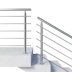 Kit garde-corps 5 barres rondes 80cm Acier Inox 201 Argent - Installation verticale - Usage intérieur et extérieur-AICA Sanitaire Discount