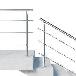 Kit garde-corps 3 barres rondes 80cm Acier Inox 201 Argent - Installation verticale - Usage intérieur et extérieur-AICA Sanitaire Online