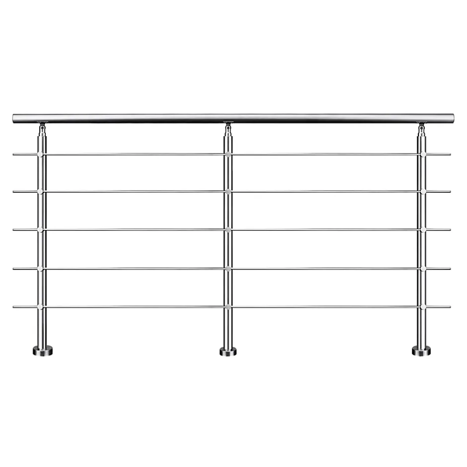 AICA Sanitaire Kit garde-corps 5 barres rondes 2.2m Acier Inox 201 Argent - Installation verticale - Usage intérieur et extérieur