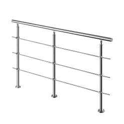 AICA Sanitaire Kit garde-corps 3 barres rondes 2.4 m Acier Inox 201 Argent - Installation verticale - Usage intérieur et extérieur