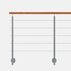 Kit garde-corps aluminium gris alu 2m pose latérale avec main courante teintée chêne, Inoline-Kordo Discount