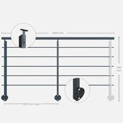 Kordo Kit garde-corps aluminium gris anthracite 2m pose latérale, Initio