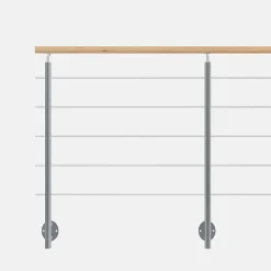 Kordo Kit garde-corps aluminium gris alu 2m pose latérale avec main courante hêtre, Inoline