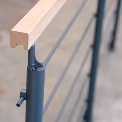 Kit garde-corps anthracite avec main courante hêtre 2m pose à plat, Opalu-Kordo Hot