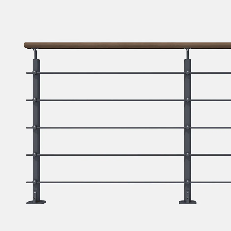Kit garde-corps anthracite avec main courante Kebony 2m pose à plat, Opalu-Kordo Sale