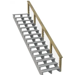 Kit Garde-corps Bois 15 marches JERSEY - Escalier Extérieur - Recoupables - Traité Autoclave - Montage Facile - Garantie 10 ans-Decklinea Clearance