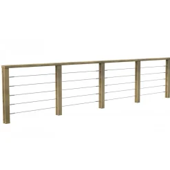 Kit Garde-corps Bois 15 marches JERSEY - Escalier Extérieur - Recoupables - Traité Autoclave - Montage Facile - Garantie 10 ans-Decklinea Clearance