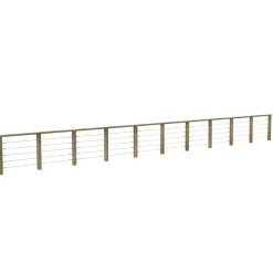 Kit Garde-Corps JERSEY 11,5 m - Bois d'Epicea Traité Autoclave 4 - Tendeur en Inox - Recoupable - Montage Facile-Decklinea