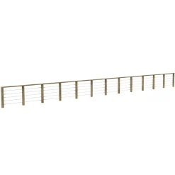 Decklinea Kit Garde-Corps JERSEY 13,8 m - Bois d'Epicea Traité Autoclave 4 - Tendeur en Inox - Recoupable - Montage Facile