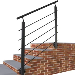 Kit Garde-corps 1m alu noir avec 5 traverses et main courante - Pose suspendue et latérale - Intérieur et extérieur-AICA Sanitaire Best