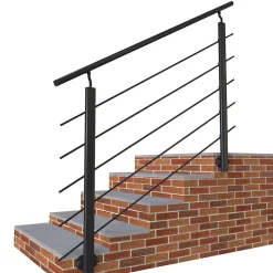 AICA Sanitaire Kit Garde-corps 1.5m alu noir avec 5 traverses et main courante - Pose suspendue et latérale - Intérieur et extérieur