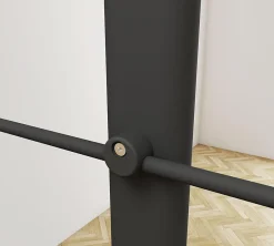 AICA Sanitaire Kit Garde-corps 1.5m alu noir avec 5 traverses et main courante - Pose suspendue et latérale - Intérieur et extérieur