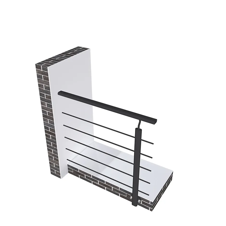 Kit Garde-corps 1m avec raccords muraux - Alu NOir - Pose suspendue et latérale - Pour usage intérieur et extérieur-AICA Sanitaire New