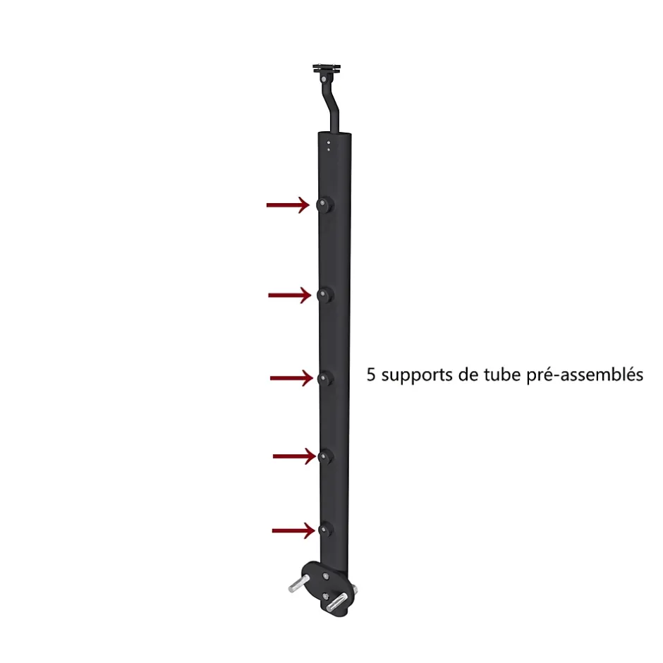 Kit Garde-corps 1m avec raccords muraux - Alu NOir - Pose suspendue et latérale - Pour usage intérieur et extérieur-AICA Sanitaire New