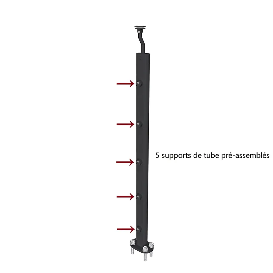 Kit Garde-corps 2m avec raccords muraux - Alu NOIR - Pose verticale à plat - Pour usage intérieur et extérieur-AICA Sanitaire Hot