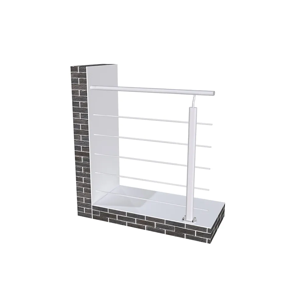 AICA Sanitaire Kit Garde-corps 2m avec raccords muraux - Alu ARGENT - Pose verticale à plat - Pour usage intérieur et extérieur