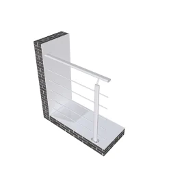 AICA Sanitaire Kit Garde-corps 2m avec raccords muraux - Alu ARGENT - Pose verticale à plat - Pour usage intérieur et extérieur