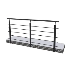 Kit Garde-corps 2ml garde-corps avec 5 barreaux fixation latérale en aluminium noir mat-Saniland