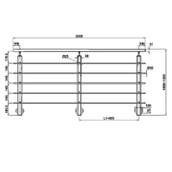Kit Garde-corps 2ml garde-corps avec 5 barreaux fixation latérale en aluminium noir mat-Saniland