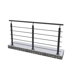 Saniland Kit Garde-corps 2ml garde-corps avec 5 barreaux fixation à plat en aluminium noir mat