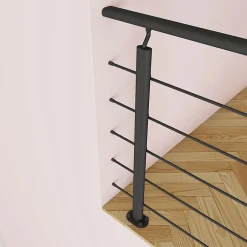 Saniland Kit Garde-corps 2ml garde-corps avec 5 barreaux fixation à plat en aluminium noir mat