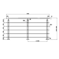 Saniland Kit Garde-corps 2ml garde-corps avec 5 barreaux fixation à plat en aluminium noir mat