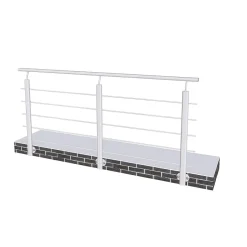 Kit Garde-corps 2ml garde-corps avec 5 traverses fixation latérale en aluminium Gris mat-Saniland