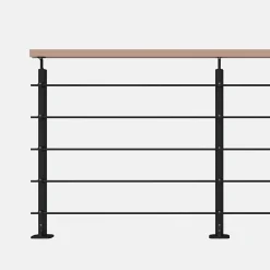 Kordo Kit garde-corps noir avec main courante hêtre 2m pose à plat, Opalu