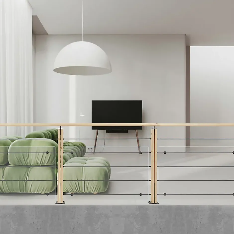 Kit garde-corps sapin 1m pose à plat, Graphit-Kordo New