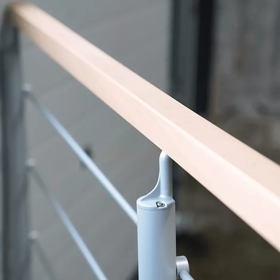 Kordo Kit garde-corps silver avec main courante hêtre 2m pose en applique, Opalu