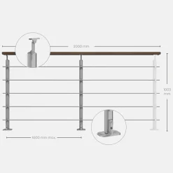 Kordo Kit garde-corps silver avec main courante Kebony 2m pose à plat, Opalu