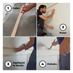 Nordlinger Pro Kit moulure décor 2 - 370 à 400cm - Moulure murale bois pour soubassement