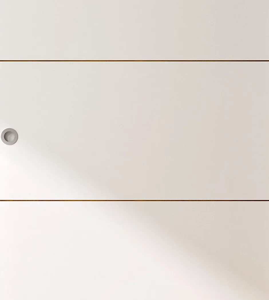 Kit porte coulissante 4 lignes - blanc lignée - + rail 2 amortisseurs + cache rail blanc - H 204 cm x L 83 cm-Optimum Discount