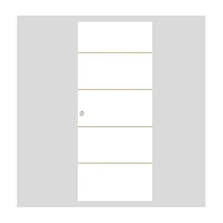 Kit porte coulissante 4 lignes - blanc lignée - + rail 2 amortisseurs + cache rail blanc - H 204 cm x L 83 cm-Optimum Discount