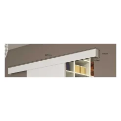 Kit porte coulissante 4 lignes - blanc lignée - + rail 2 amortisseurs + cache rail blanc - H 204 cm x L 83 cm-Optimum Discount