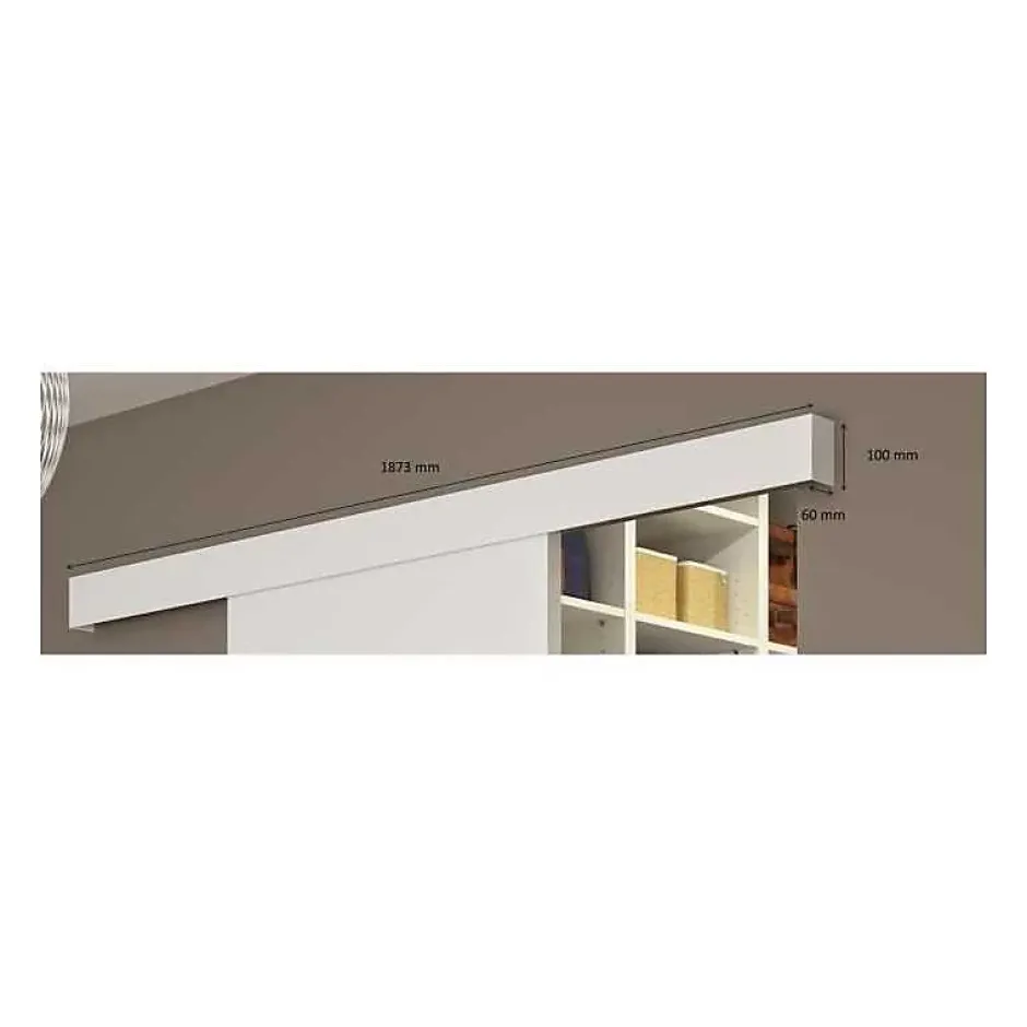 Kit porte coulissante 4 lignes - blanc lignée - + rail 2 amortisseurs + cache rail blanc - H 204 cm x L 83 cm-Optimum Discount