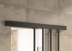 Optimum Kit porte coulissante en applique Atelier noir cadre en aluminium et verre transparent H 204 x 93 x 3,6 cm