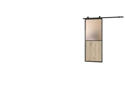 Optimum Kit porte Coulissante en applique Contemporain noir cadre en aluminium et verre dépoli Blanc H. 204 X 93 X 3,6 Cm